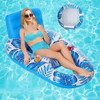 Inflatable Leaf Lounge Float with Cup Holder