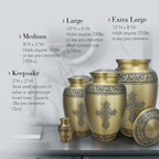 Love of Christ Gold Cross Cremation Urns for Human Ashes - Large Adult Funeral Urn