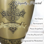 Love of Christ Gold Cross Cremation Urns for Human Ashes - Large Adult Funeral Urn