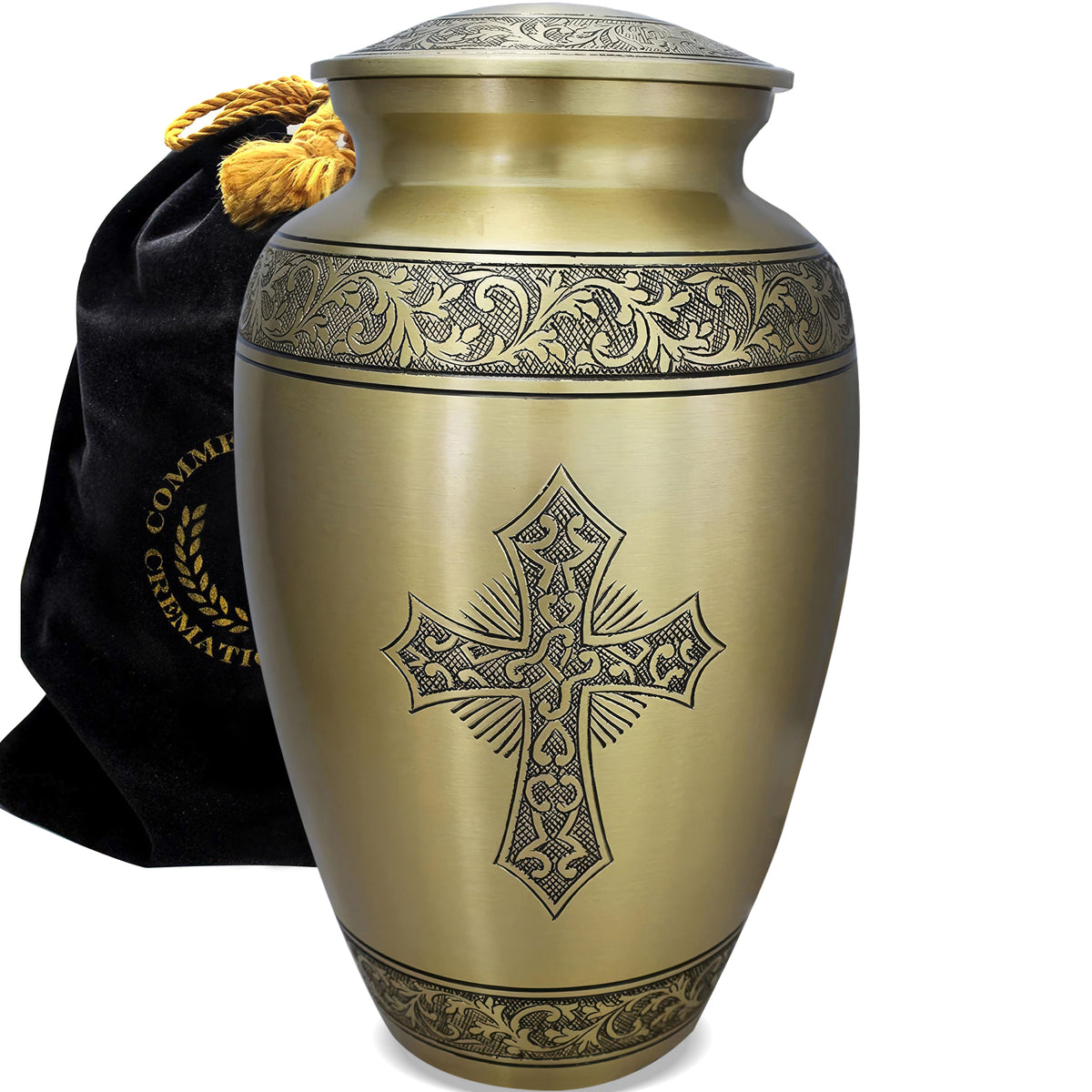 Love of Christ Gold Cross Cremation Urns for Human Ashes - Large Adult Funeral Urn
