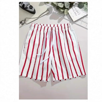 Hawaiian Beach Board Shorts For Men 3D Striped Design