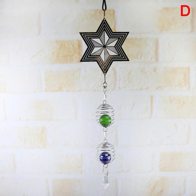 Elegant 3D Metal Hanging Wind Hanging Spinners Spiral Wind Chimes Wind Sculptures With Gazing Ball Spiral Tail Stainless Steel Spin Decor For Indoor Outdoor Spinner Wind Chime With Spiral Tail Ball Center Home Decor