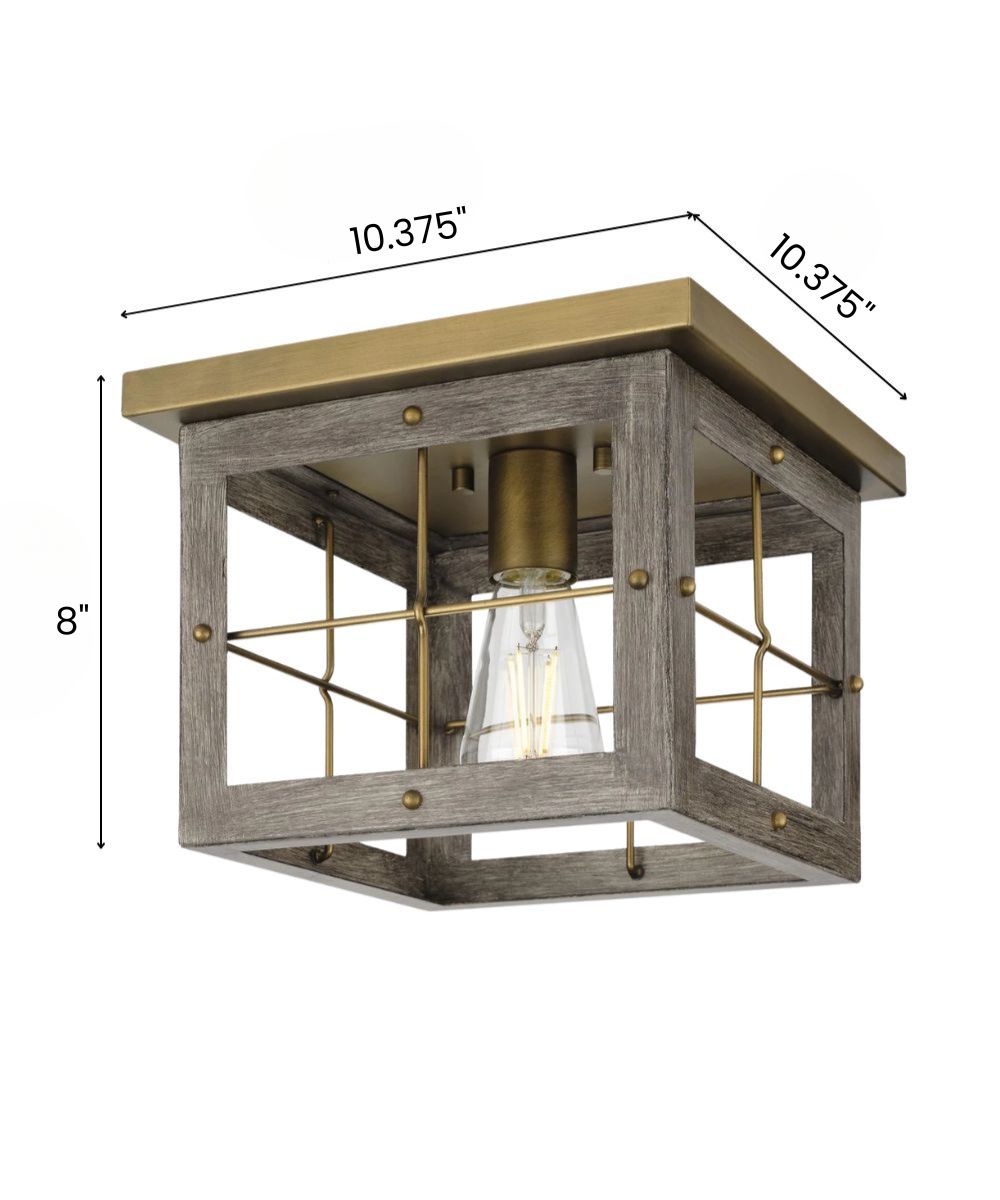Hedgerow 1-Light 11"w Flush Mount Ceiling Light Fixture Aged Oak Farmhouse Indoor by Progress