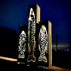 Gone Fishing Pillar Luminary w/ Solar Cap | Freshwater Pack