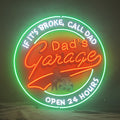 If It's Broken, Call Dad Dad's Garage Open 24 Hours Neon Sign Light