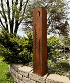 Simple Pine Owl Solar Pillar - Steel - Corten Available