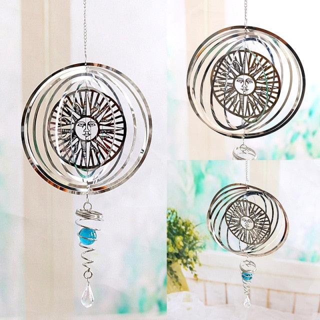 Stainless Steel Metal Sculptures Kinetic Hanging Wind Spinner Indoor Outdoor Garden Decoration Crafts 3D Pattern Ornaments Rotating Hanging Decor Yard Art Christmas Decoration Garden Decor Room  For Patio and Lawn Crafts Ornaments Art