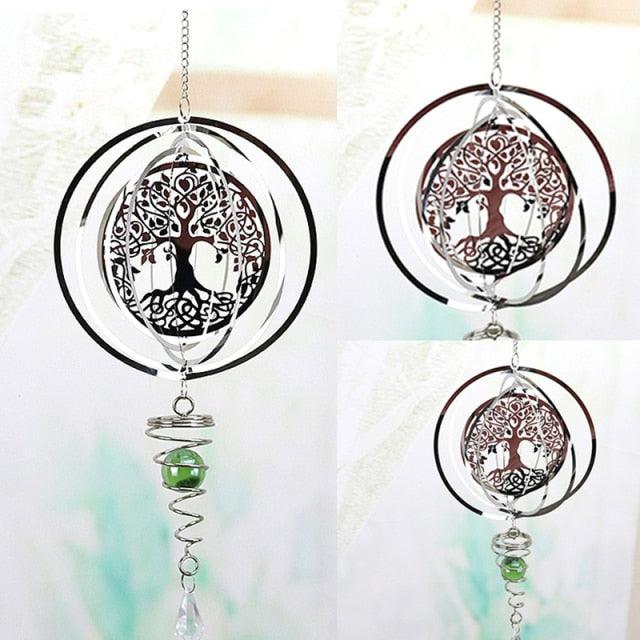 Stainless Steel Metal Sculptures Kinetic Hanging Wind Spinner Indoor Outdoor Garden Decoration Crafts 3D Pattern Ornaments Rotating Hanging Decor Yard Art Christmas Decoration Garden Decor Room  For Patio and Lawn Crafts Ornaments Art