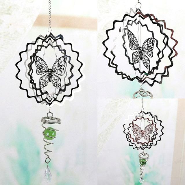 Stainless Steel Metal Sculptures Kinetic Hanging Wind Spinner Indoor Outdoor Garden Decoration Crafts 3D Pattern Ornaments Rotating Hanging Decor Yard Art Christmas Decoration Garden Decor Room  For Patio and Lawn Crafts Ornaments Art