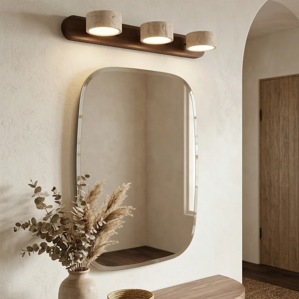 Travertine Duo Wood Wall Light