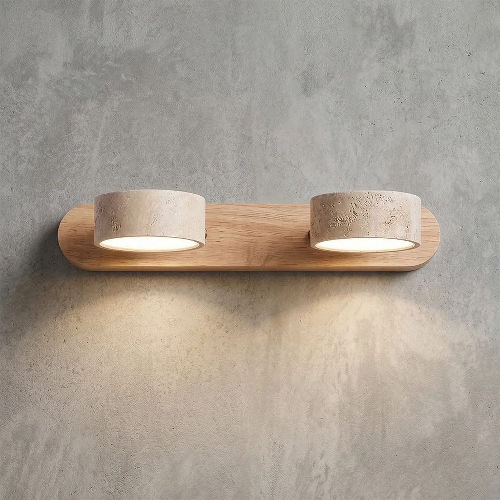 Travertine Duo Wood Wall Light