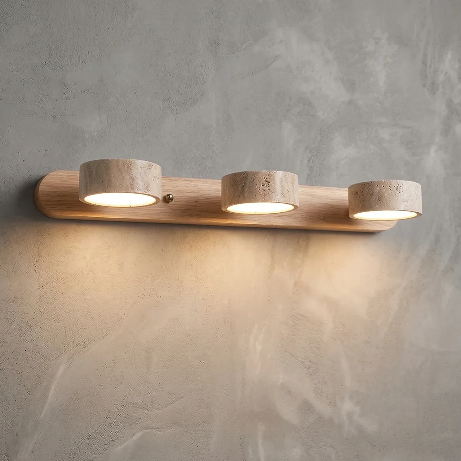 Travertine Duo Wood Wall Light