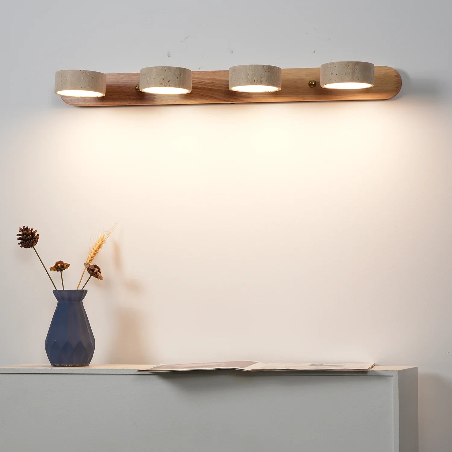 Travertine Duo Wood Wall Light
