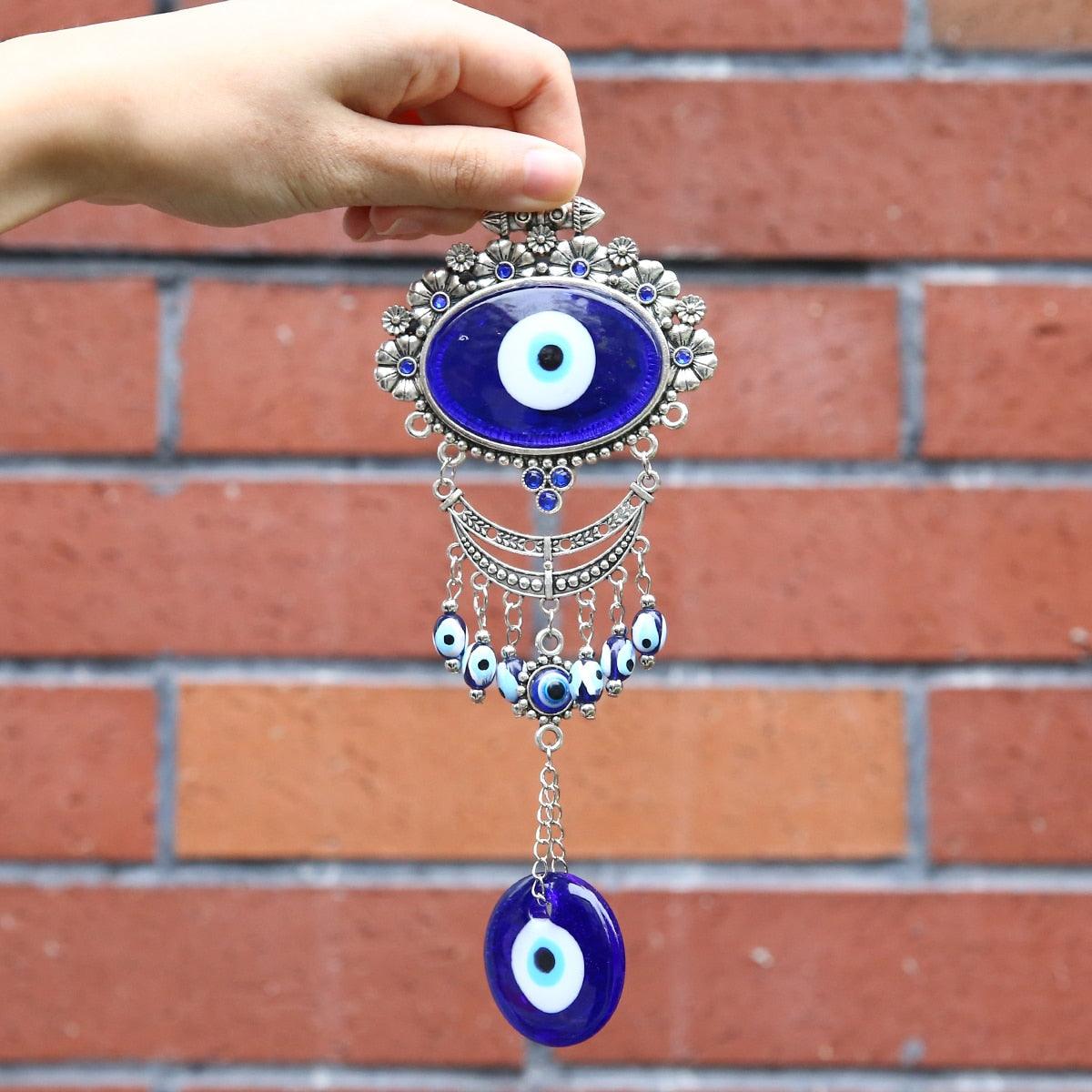 Turkish Blue Evil Eye Wall Hanging Ornaments Nazar Beads Glass Amulet Pendants Wall Hanging Decoration Blessing Protection Home Decoration Lucky Pendant Charm Wall Decor Home Protection House Decoration Good Luck Jewelry Accessories